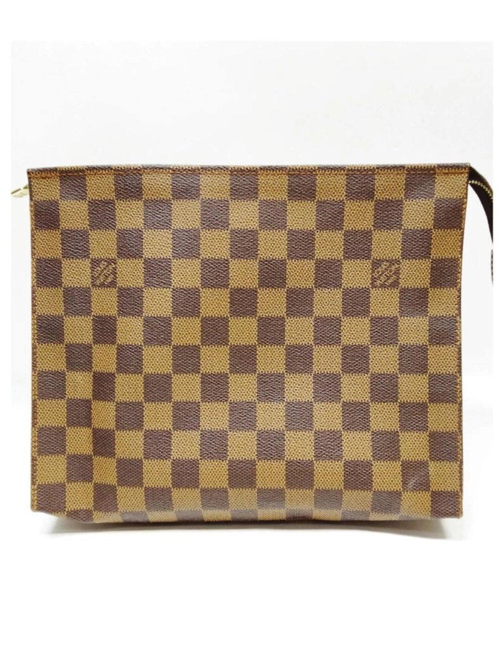 Authentic Louis Vuitton Damier Ebene Poche Toilette 26 Cosmetic Pouch Clutch Bag - Picture 2 of 15